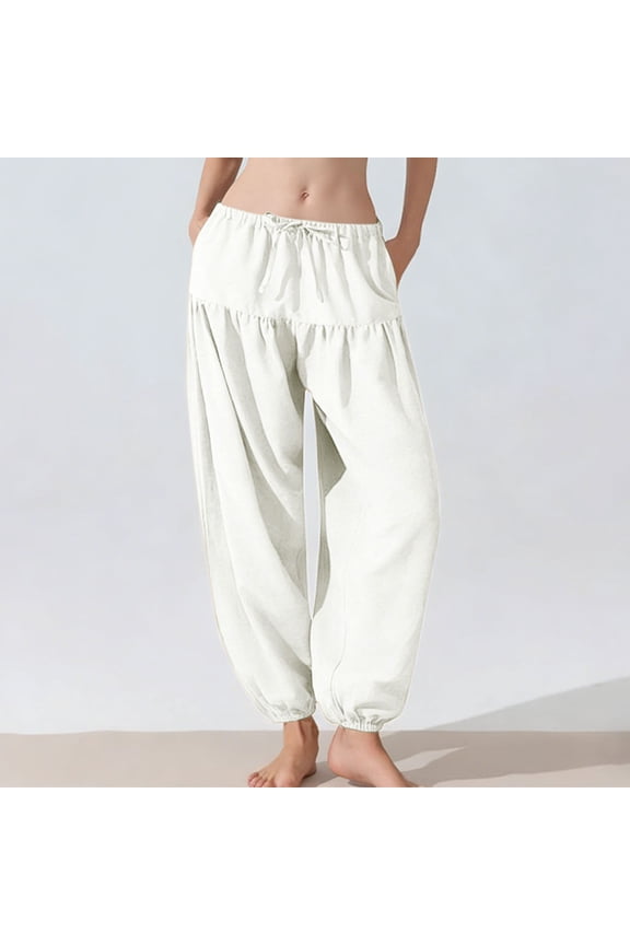 Harem Pants Women Yoga Boho Flowy Trouser Hippie Clothes with Pockets