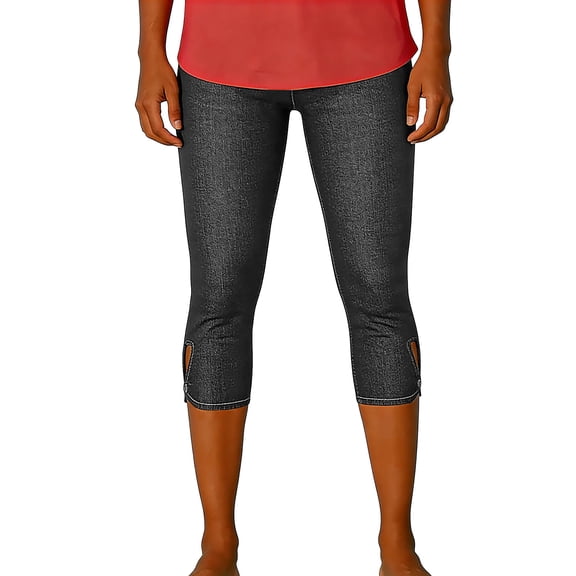 HongQid Jeggings for Women No Pockets - High Waist - Tummy Control Shaping - Tights Slimming Capri Legging