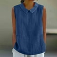 thumbnail image 1 of HongQid Linen Shirts for Women Sleeveless Tops Casual Collar Dressy Blouses Loose Tunic Tops, 1 of 5
