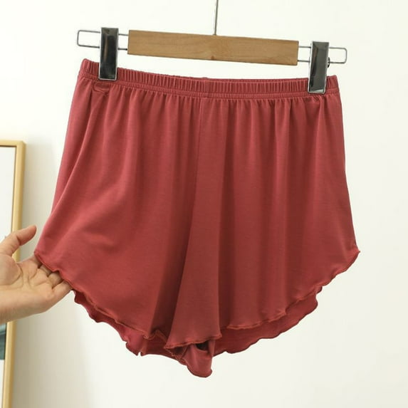 HongQid Modal Lounge Shorts for Women Elastic Waist Casual Sleepwear Lightweight Cozy Pajama Bottom Red XL