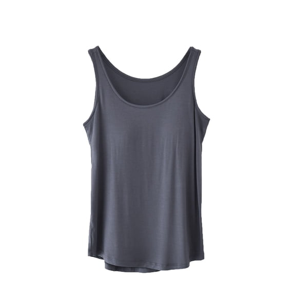HongQid Modal Soft Sleeveless Shirts for Women Crew Neck Yoga Tee Summer Flowy Tank Tops with Chest Padded