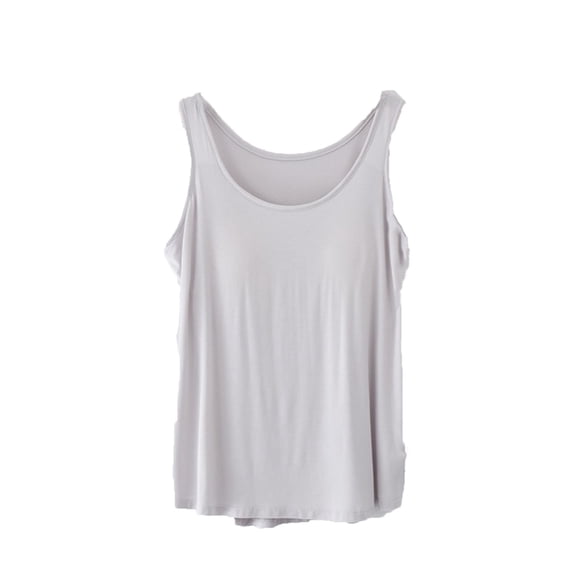 HongQid Modal Soft Sleeveless Shirts for Women Crew Neck Yoga Tee Summer Flowy Tank Tops with Chest Padded