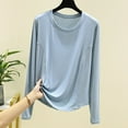 thumbnail image 1 of HongQid Pajama Shirt Womens Sleep Lounge Long Sleeve Tops Pj Tshirt Light Blue L, 1 of 4