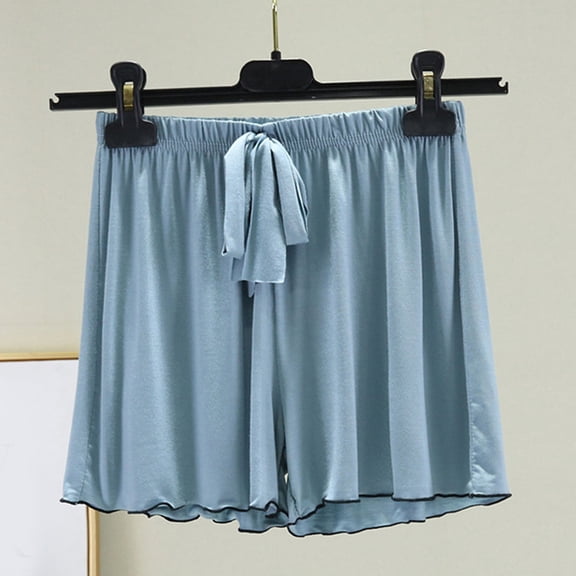 HongQid Pajama Short Women Modal Cotton Lounge Short Comfy Casual Pajama Shaort with Elastic Waistband Light Blue L