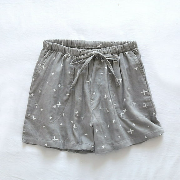 HongQid Pajama Shorts Womens Cotton Sleep Lounge Short Pj Bottoms Shorts Gray M