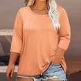 thumbnail image 1 of HongQid Plus Size Tops for Womens 3/4 Sleeve Casual T Shirts Loose Fit Tunic Round Neck Blouse, 1 of 4