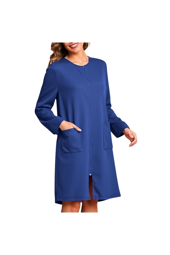 Robes for Women Short Bathrobe Lightweight Knee Length Housecoat with Pockets Nightgown