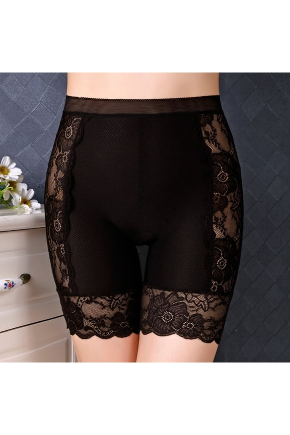 Seamless Anti Chafing Slip Shorts for Women Safety Panty Under Dress Belly Smooth Breathable Boyshort Black L