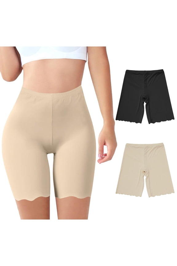 Seamless Shaping Boyshorts Panties for Women Slip Shorts Under Dress Shapewear Shorts Tummy Control Underwear 2PCS