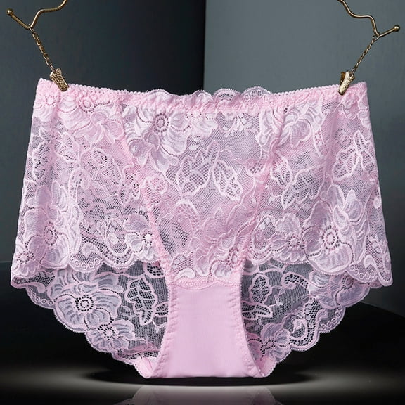 HongQid Sexy Underwear for Women High-Waist Shorts Women' s Underwear Lightweight Soft Lace High Waist Panties Pink XL