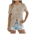 thumbnail image 1 of HongQid Short Sleeves Sweaters V Neck Cardigans for Women Short Sleeves Button Down Lightweight Tops, 1 of 8