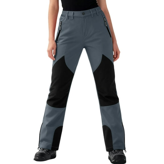 HongQid Snow Pants Womens Ski Pants Waterproof Insulate Softshell Fleece Lined Winter Hiking Snowboard Bottom Leg