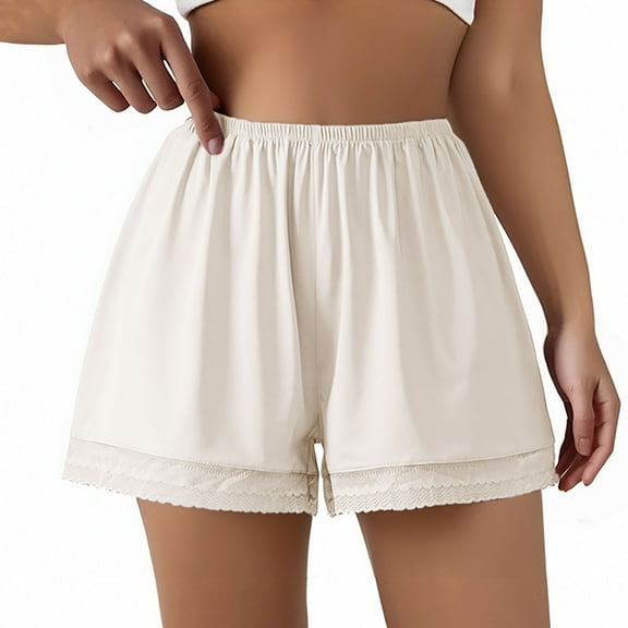HongQid Soft Lounge Shorts for Women Elastic Waist Casual Sleepwear Lightweight Cozy Pajama Bottom White M