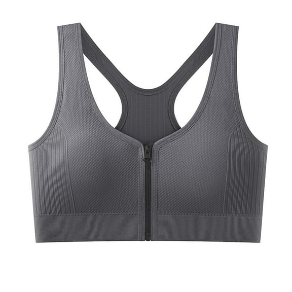 HongQid Sports Bras for Women Zip Front Closure Yoga Bra Seamless Wirefree Padded High Impact Running Gym Fitness Bras
