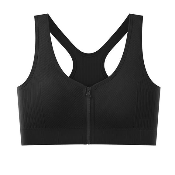 HongQid Sports Bras for Women Zip Front Closure Yoga Bra Seamless Wirefree Padded High Impact Running Gym Fitness Bras
