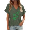 thumbnail image 1 of HongQid St Patricks Day Shirt Women V Neck Funny St Paddys Day T-Shirt Irish Graphic Short Sleeve Tee, 1 of 4