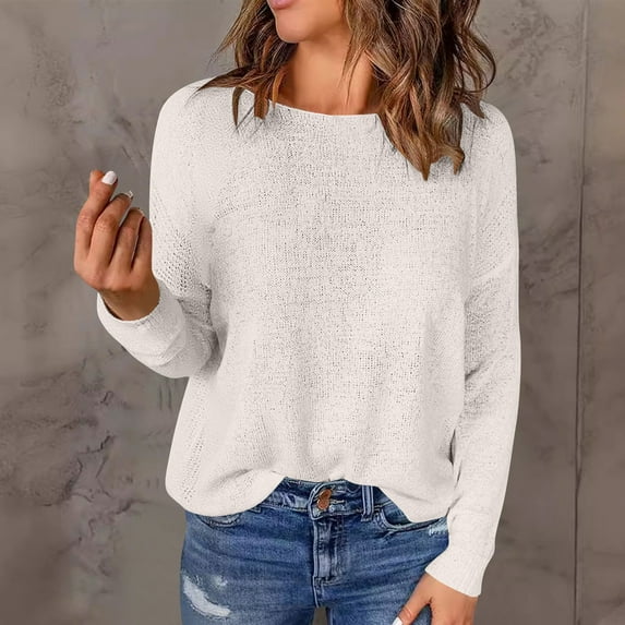 HongQid Sweatshirt for Women Crewneck Long Sleeve Shirts Lightweight Fall Spring Clothes