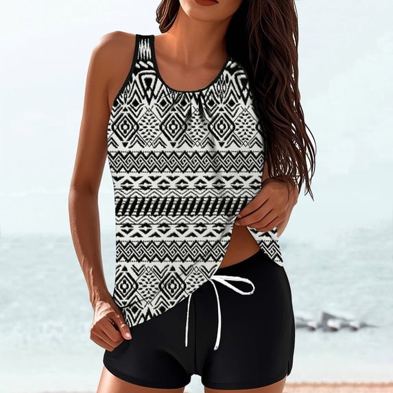 HongQid Tankini Swimsuits for Women Plus Size Swimwear Tummy Control Two Piece Bathing Suits