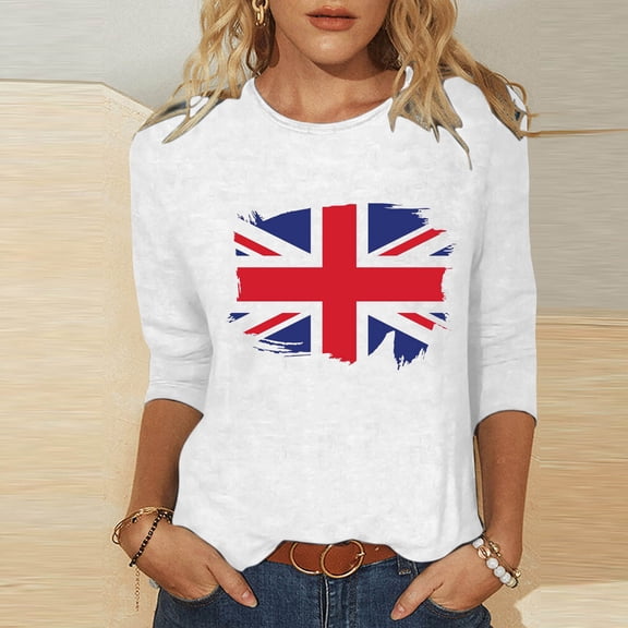 HongQid Tops for Women 3/4 Sleeve Crewneck Cute Graphic Tees Casual Fashion Spring Summer T Shirts Business Work Tee Tops