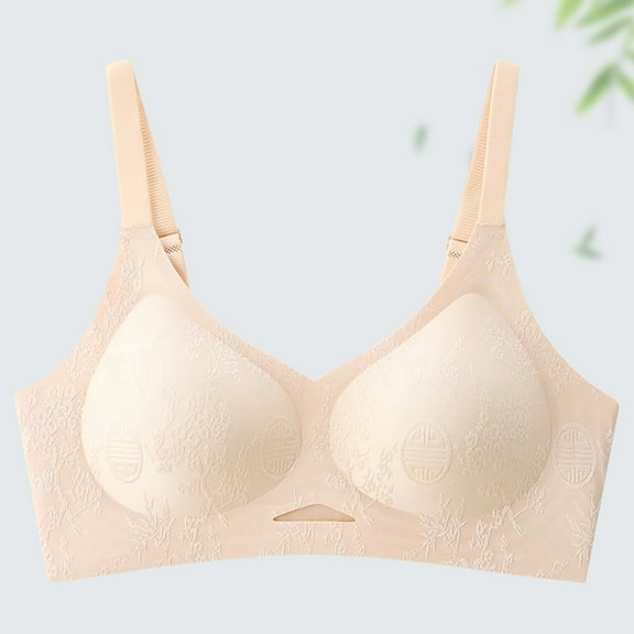 HongQid Tshirt Bra Push Up Bras for Women Wireless Smoothing Bra No Underwire Support Bras Khaki M