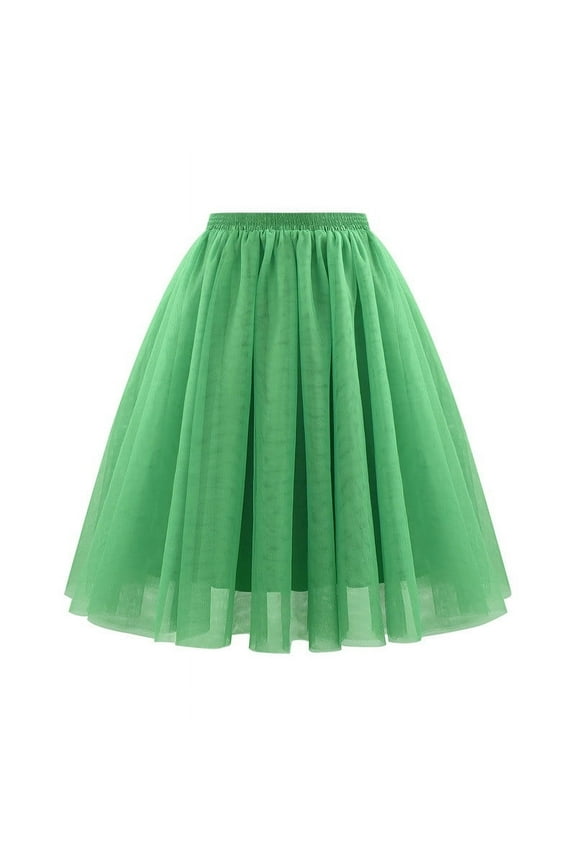 Tulle Skirts for Women Midi Long Fairy Skirt Tutu A-Line Mesh Layered High Elastic Waist Skirts