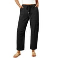 thumbnail image 1 of HongQid Twill Cargo Pants for Women Casual High Waisted Straight Wide Leg Pants Loose Cargo Pants with Pockets, 1 of 8