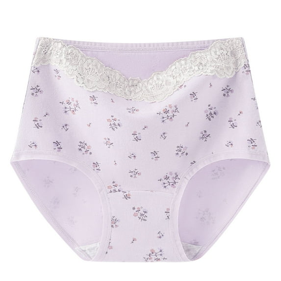 HongQid Underwear for Women High Absorbency Period Panties Washable Cotton Briefs Purple M
