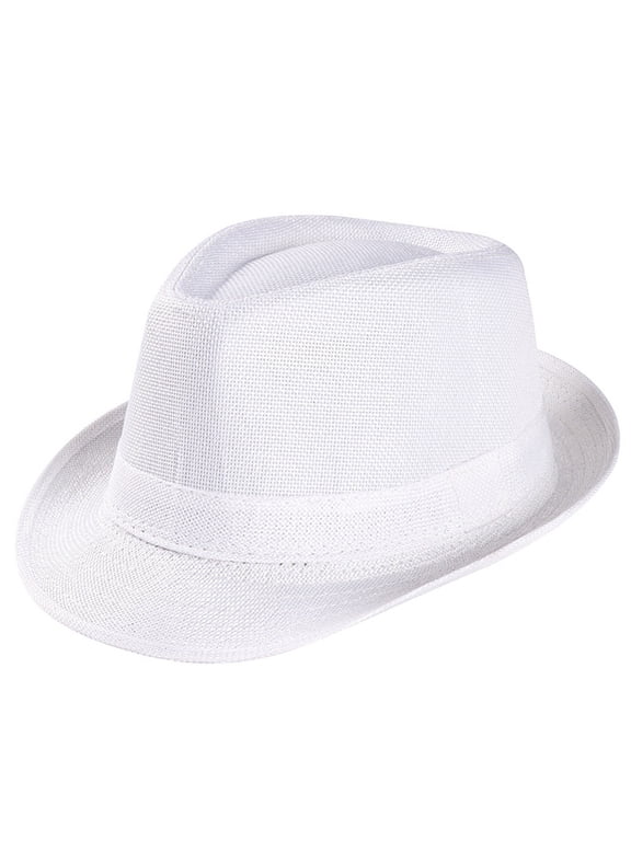 Unisex Straw Fedora Hat, Breathable Panama Style Sun Hat, Lightweight Outdoor Beach Hat for Men and Women