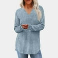 thumbnail image 1 of HongQid V Neck Long Sleeve Knit Sweaters Casual Loose Pullover for Women Casual Fall Tops Lightweight Tunic Fashion Clothes, 1 of 8