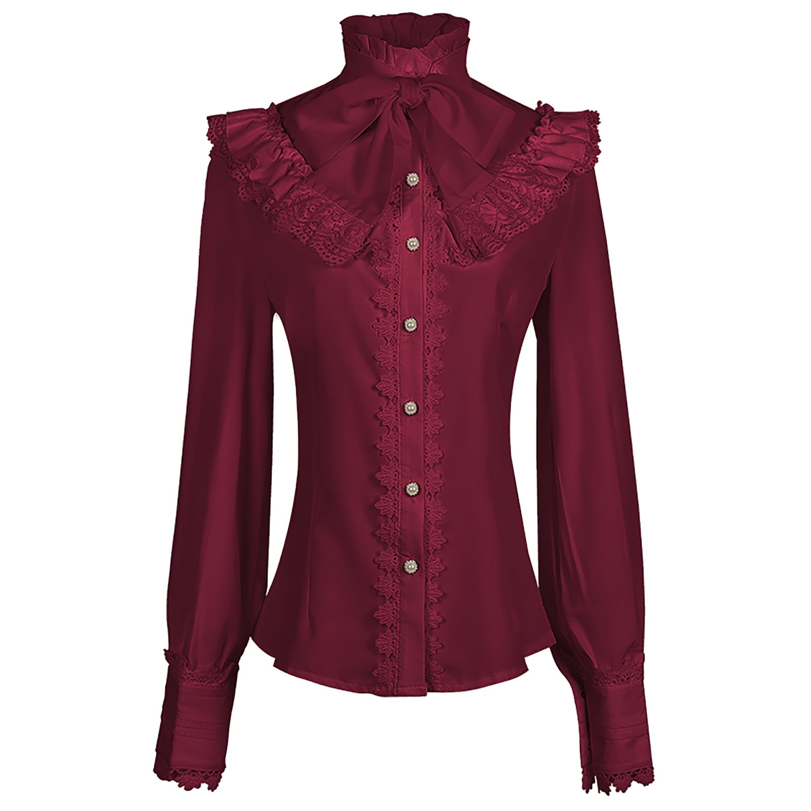 HongQid Victorian Blouse Womens Gothic Shirt Vintage Long Sleeve