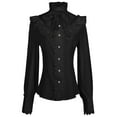 thumbnail image 1 of HongQid Victorian Blouse Womens Gothic Shirt Vintage Long Sleeve Lotus Ruffle Stand Collar Tops, 1 of 9