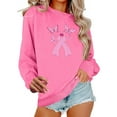 thumbnail image 1 of HongQid Women Breast Cancer Sweatshirt Pink Ribbon Sweater Cancer Awareness Long Sleeve Casual Fall Crewneck Pullover, 1 of 4