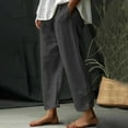 thumbnail image 1 of HongQid Women Elastic Waist Casual Straight Leg Beach Pants Linen Cropped Pants Striped Trousers, 1 of 4