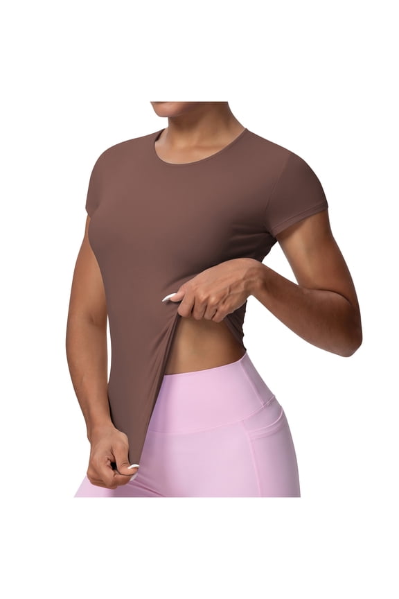 Women Elastic Workout Shirts Breathable Compression Quick Dry Gym Lightweight Basic Fitted Four Way Stretch Slim Tops