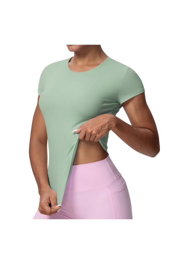 Women Elastic Workout Shirts Breathable Compression Quick Dry Gym Lightweight Basic Fitted Four Way Stretch Slim Tops
