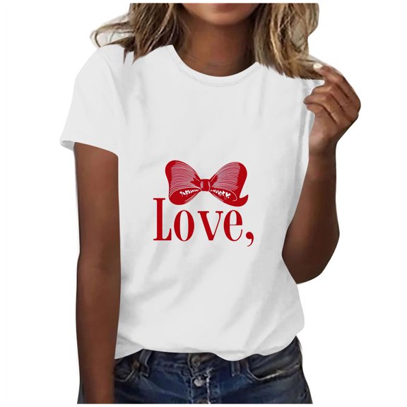 HongQid Women Graphic Funny Cute T Shirts Tee Casual Summer T Shirt Valentines(Gift Ideas)