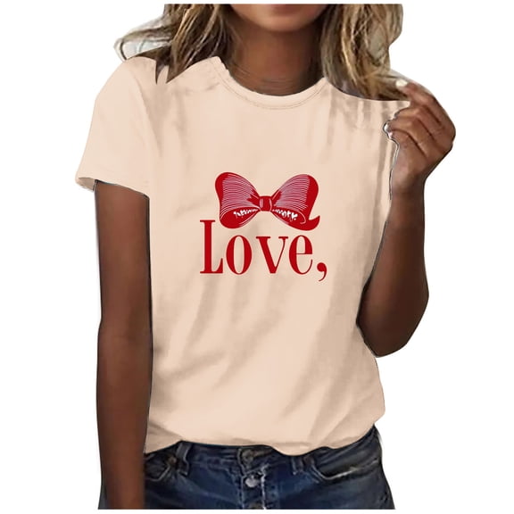 HongQid Women Graphic Funny Cute T Shirts Tee Casual Summer T Shirt Valentines(Gift Ideas)