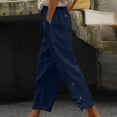thumbnail image 1 of HongQid Women Linen Pants Summer Casual Drawstring Elastic Waist Ankle Crop Pants Lightweight Capris Beachwear, 1 of 7