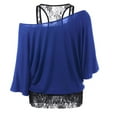 thumbnail image 1 of HongQid Women Plus Size Round-Neck Lace Patchwork Loose Casual 3/4 Sleeves Tops Blouse Shirt, 1 of 3