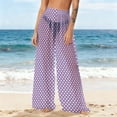 thumbnail image 1 of HongQid Women See Through Mesh Flare Cover up Pants Swimsuit Bikini Bottom Elastic Waist Chiffon Wide Leg Palazzo Trousers, 1 of 7