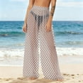 thumbnail image 1 of HongQid Women See Through Mesh Flare Cover up Pants Swimsuit Bikini Bottom Elastic Waist Chiffon Wide Leg Palazzo Trousers, 1 of 7