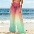 thumbnail image 1 of HongQid Women Sheer Mesh Flare Cover up Pants Swimsuit Bikini Bottom Chiffon Elastic Waist Wide Leg Palazzo Trousers Summer, 1 of 7
