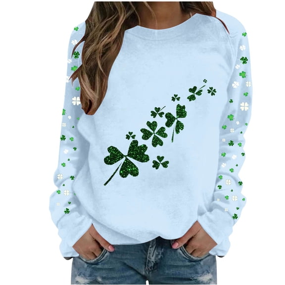 HongQid Women St. Patrick's Day Crewneck Sweatshirts Graphic Shirts Casual Long Sleeve Pullover Tee Tops