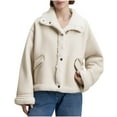 thumbnail image 1 of HongQid Women Thick Sherpa Lined Faux Suede Jacket Leather Coat Shearling Fleece Moto Jacket Biker Winter Overcoat, 1 of 6