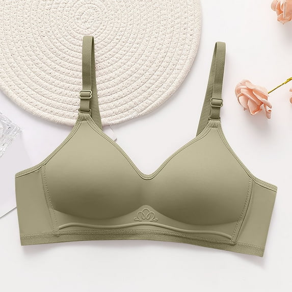 HongQid Women Tshirt Brs Wireless Seamless Bralette Soft Everyday Bra Khaki S