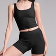 thumbnail image 1 of HongQid Women's 2 Piece Outfit Square Neck Bra Tank Top and High Waist Shorts Workout Set, 1 of 5