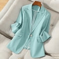 thumbnail image 1 of HongQid Women's 3/4 Sleeve Blazer Lightweight Fully-Lined Lapel Button Casual Work Jacket Pockets, 1 of 9