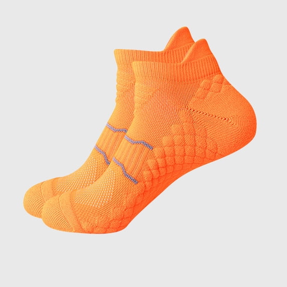 HongQid Women's Anti Sweat Odor Resistant Low Cut Crew Sneaker Running and Cycling Socks Orange Free Size