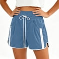 thumbnail image 1 of HongQid Women's Athletic Shorts High Waist Drawstring Elastic Waistband Striped Casual Shorts With Pockets,XL, 1 of 6