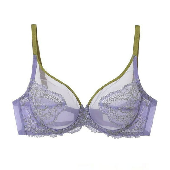 HongQid Women's Balconette Bra Lace Push Up Bras Wireless See Through no Underwire